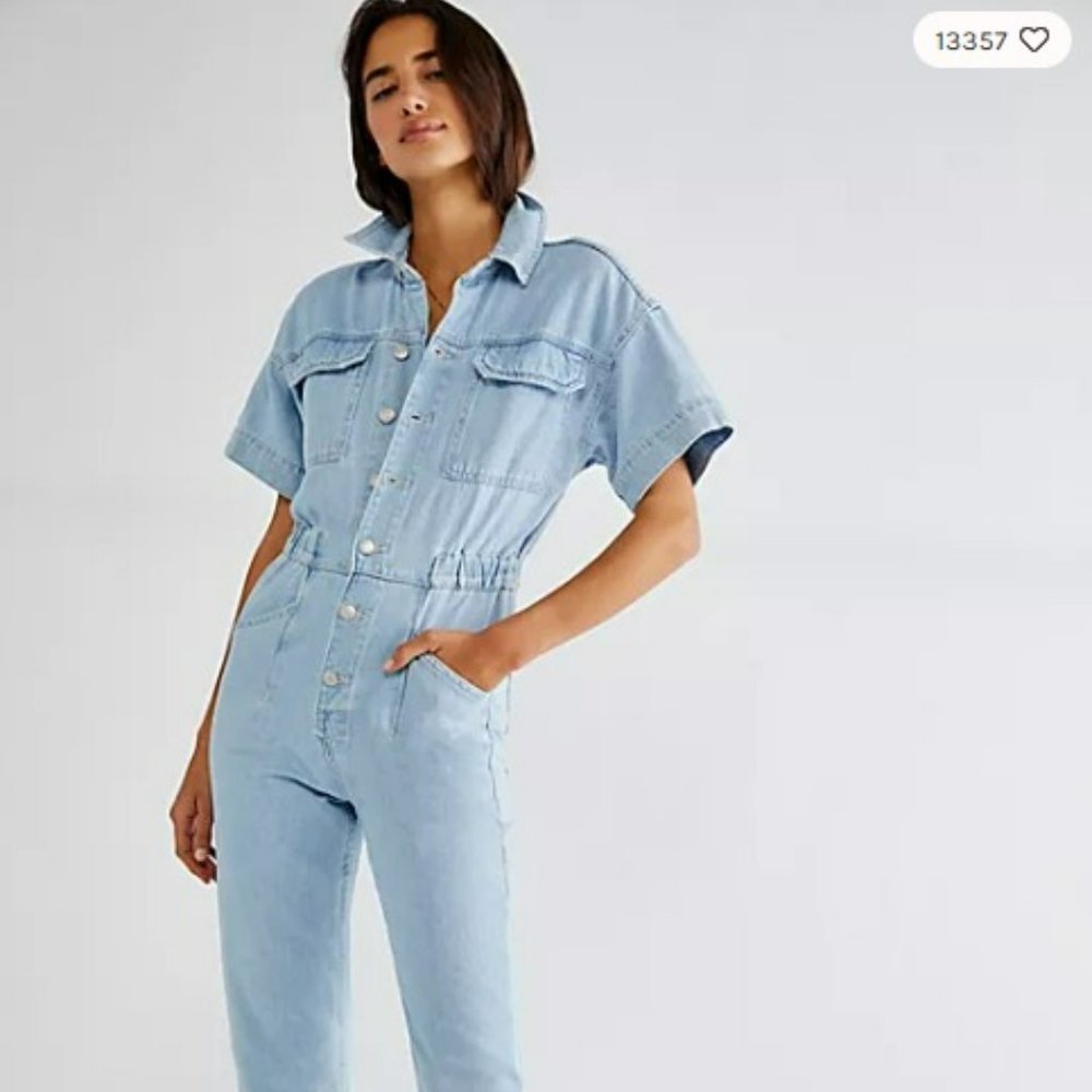 Free People Denim Jumpsuit Marci